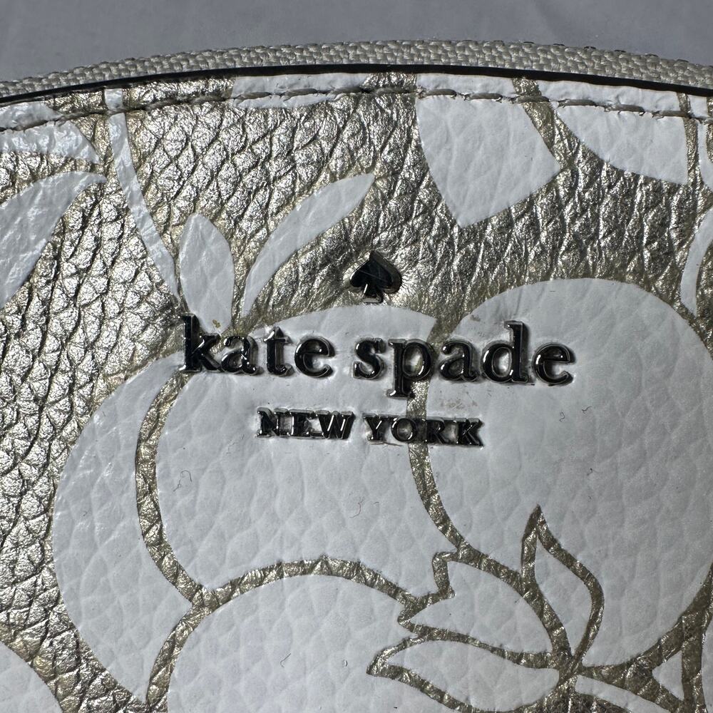 Kate Spade Breezy Floral Half Moon Wristlet Cream Gold Pebbled Leather - Picture 3 of 14